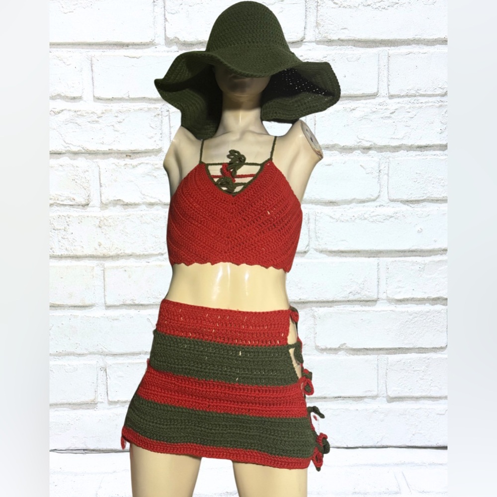 Freddy Kruger Crochet Skirt Set
